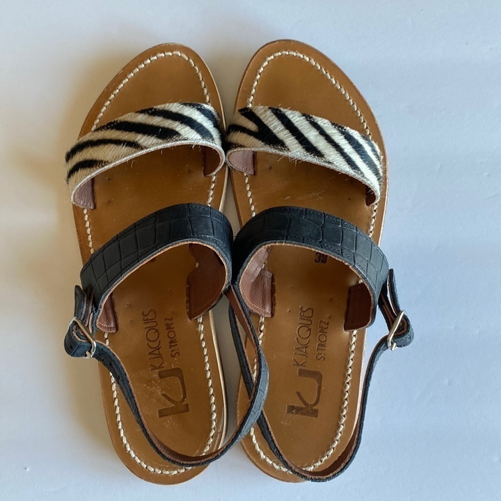 K Jacques Barigoule Zebra Leather Sandals Eu 38